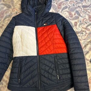 Tommy Hilfiger Women’s Color Block Puffer Jacket - Navy, Red, White